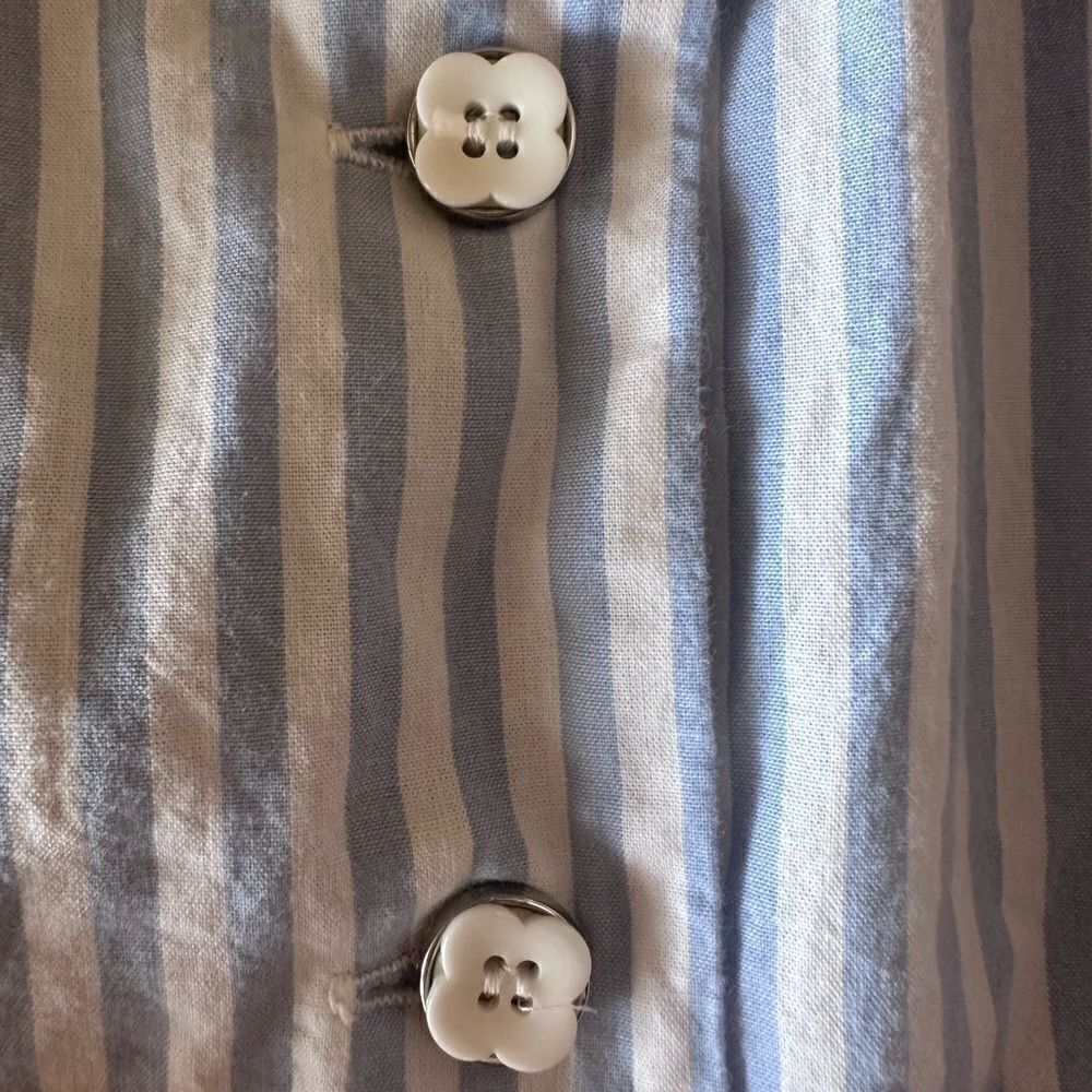 Sorridere Japanese Nautical Blue and White striped button up smocked dress- M - Picture 3 of 8